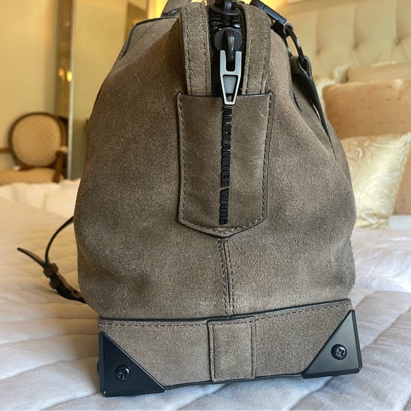 Alexander Wang Emile Suede Satchel Croc Embossed Leather olive green - Picture 3 of 11